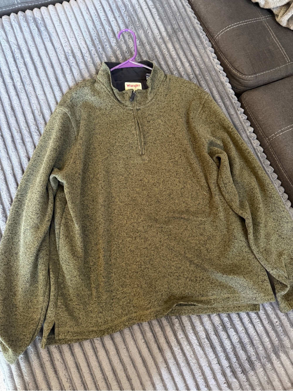Wrangler Men's Olive Quarter-Zip Pullover Sweater
